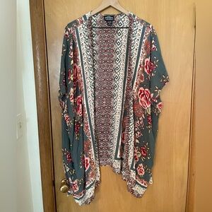 Angie Boho Whimsical Rose Pattern Coverup Open Size